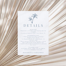 Tropical Palm Tree Dusty Blue Wedding Details Begleitkarte