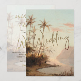Tropical Palm Tree Elegante Vintage Goldhochzeit I Einladung