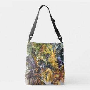 Tropical Palm Tree farbenfrohe Originalgemälde Tragetaschen Mit Langen Trägern