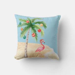 Tropical Palm Tree Flamingo Kissen