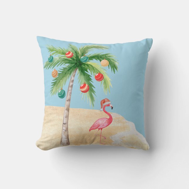 Tropical Palm Tree Flamingo Kissen (Vorderseite)