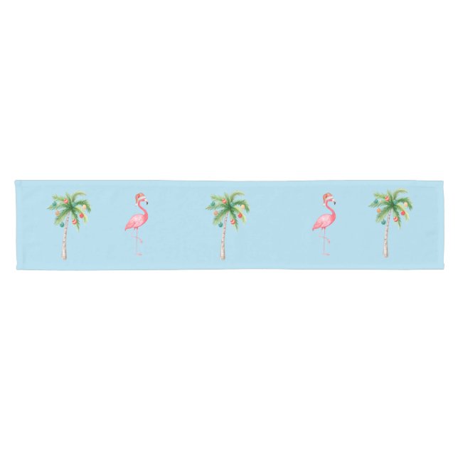 Tropical Palm Tree Flamingo Kurzer Tischläufer (Horizontal)