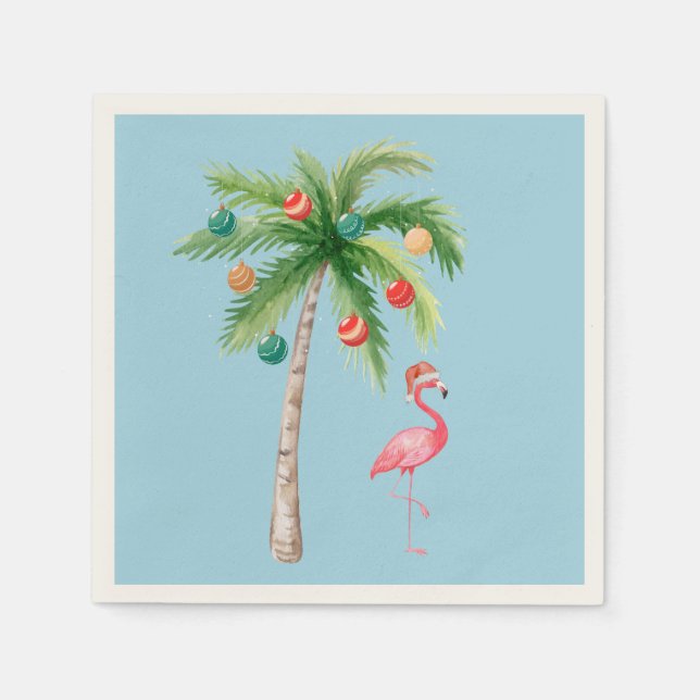 Tropical Palm Tree Flamingo Serviette (Vorderseite)