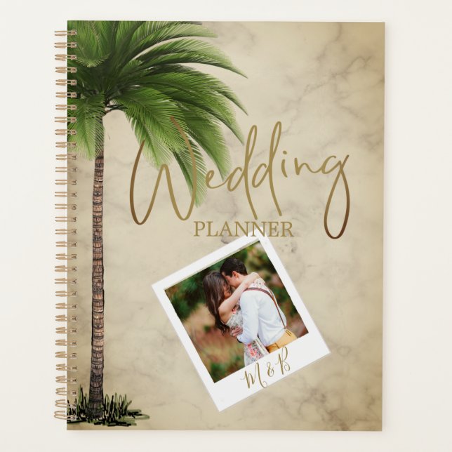 Tropical Palm Tree Foto Elegante Hochzeit Planer (Vorderseite)