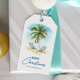 Tropical Palm Tree Frohe Weihnachten Geschenkanhänger