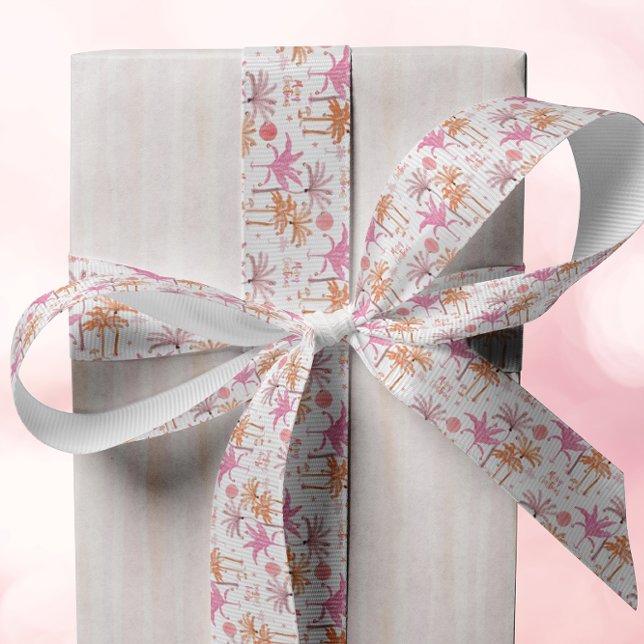 Tropical Palm Tree Frohe Weihnachten Ripsband (Von Creator hochgeladen)