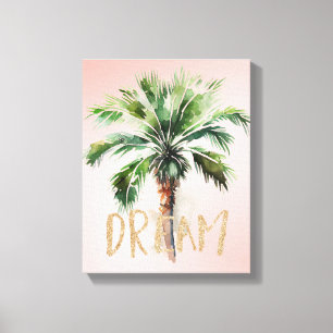 Tropical Palm Tree Gold Glitzer Traum Leinwanddruck