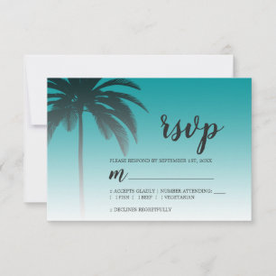 Tropical Palm Tree Green Beach Hochzeit RSVP Karte