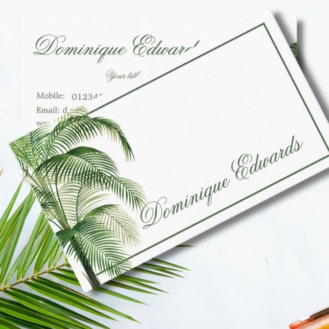 Tropical Palm Tree Green Beruflich Chic Visitenkarte (Von Creator hochgeladen)