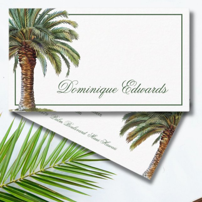 Tropical Palm Tree Green Chic Beruflich Visitenkarte (Von Creator hochgeladen)
