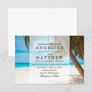 Tropical Palm Tree Green Wedding Card Einladung