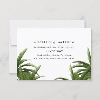 Tropical Palm Tree Green Wedding Card Einladung