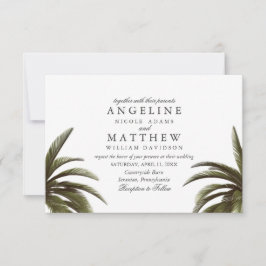 Tropical Palm Tree Green Wedding Card Einladung