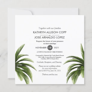 Tropical Palm Tree Green Wedding Card Einladung