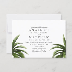 Tropical Palm Tree Green Wedding Card Einladung