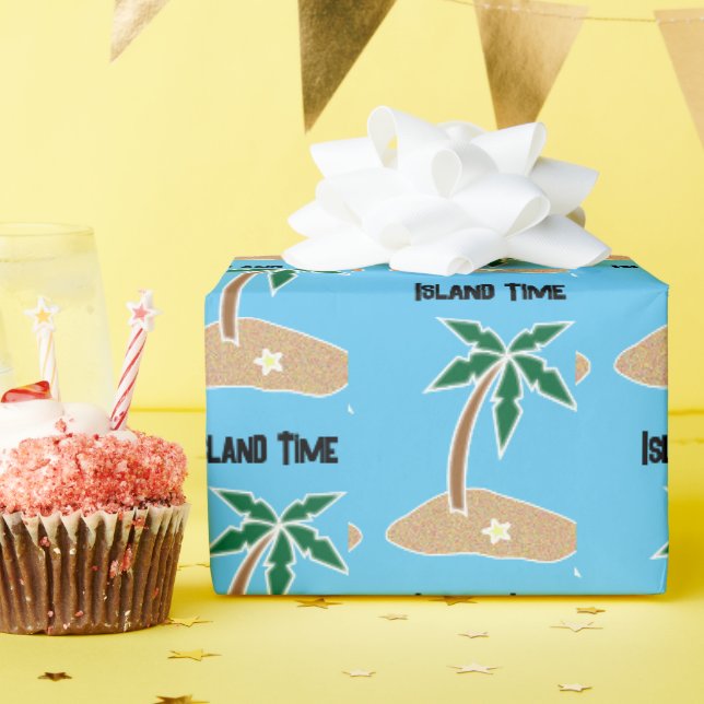 Tropical Palm Tree Island Entdecken Sie Cartoon De Geschenkpapier (Geburtstagsparty)