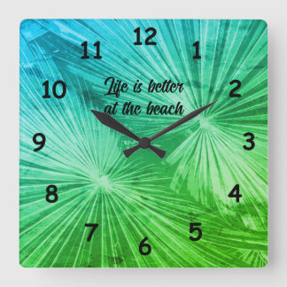 Tropical palm tree leafs photo custom quadratische wanduhr
