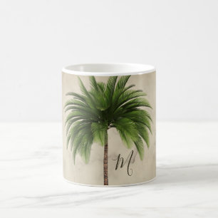 Tropical Palm Tree Marbled Chic Monogram Kaffeetasse