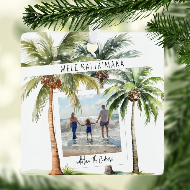 Tropical Palm Tree Mele kalikimaka Weihnachten Ornament Aus Metall (Von Creator hochgeladen)
