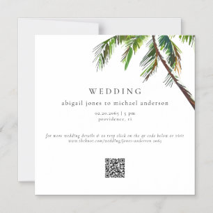 Tropical Palm Tree Modern Beach Wedding Magneteinladung