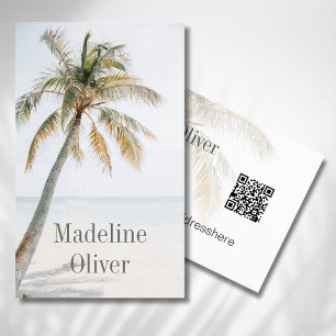 Tropical Palm Tree Modern QR Code Visitenkarte