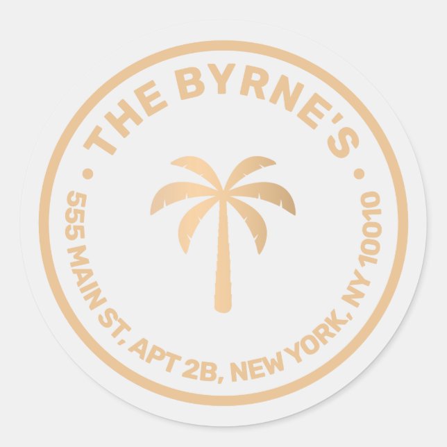 Tropical Palm Tree Modern Runder Aufkleber (Vorderseite)