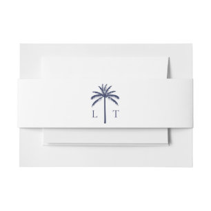 Tropical Palm Tree Monogram Beach Wedding Einladungsbanderole