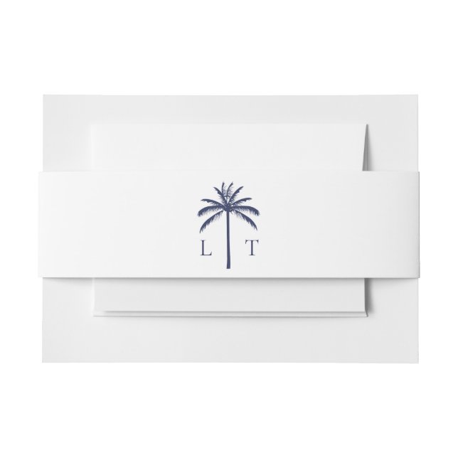 Tropical Palm Tree Monogram Beach Wedding Einladungsbanderole (Vorderseite Beispiel)