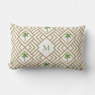 Tropical Palm Tree Monogram Lendenkissen