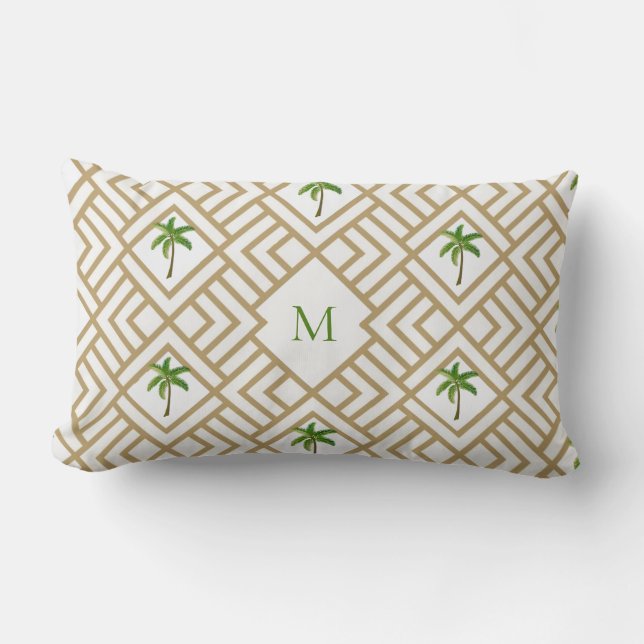 Tropical Palm Tree Monogram Lendenkissen (Vorderseite)