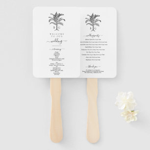 Tropical Palm Tree Monogram Wedding Program Fächer