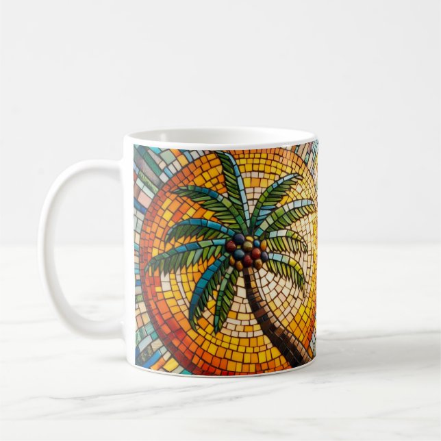 Tropical Palm Tree Mosaik Art Kaffeetasse (Links)