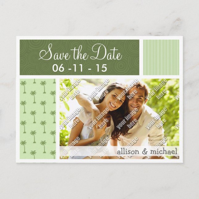 Tropical Palm Tree Muster Ankündigungspostkarte (Vorderseite)