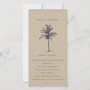 Tropical Palm Tree Navy Kraft Brautparty laden Dankeskarte