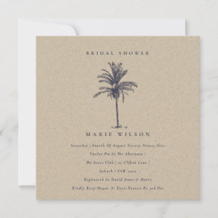 Tropical Palm Tree Navy Kraft Brautparty laden Dankeskarte