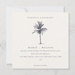 Tropical Palm Tree Navy Kraft Hochzeit einladen Dankeskarte
