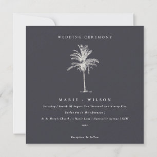 Tropical Palm Tree Navy Kraft Hochzeit einladen Dankeskarte
