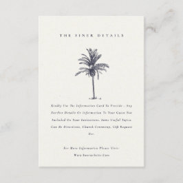 Tropical Palm Tree Navy Kraft Hochzeitsdetails Begleitkarte
