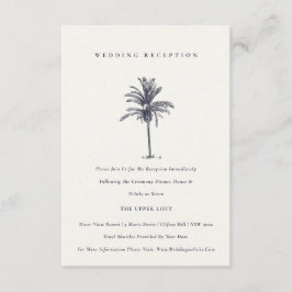 Tropical Palm Tree Navy Kraft Hochzeitsempfang Begleitkarte