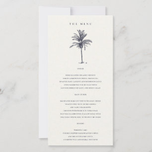 Tropical Palm Tree Navy Kraft Wedding Menu Card Dankeskarte