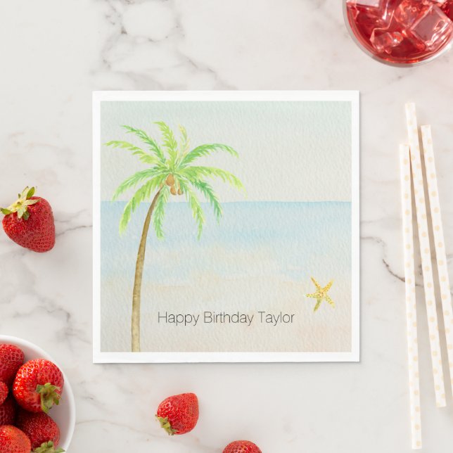Tropical Palm Tree Ocean Beach Serviette (Beispiel)