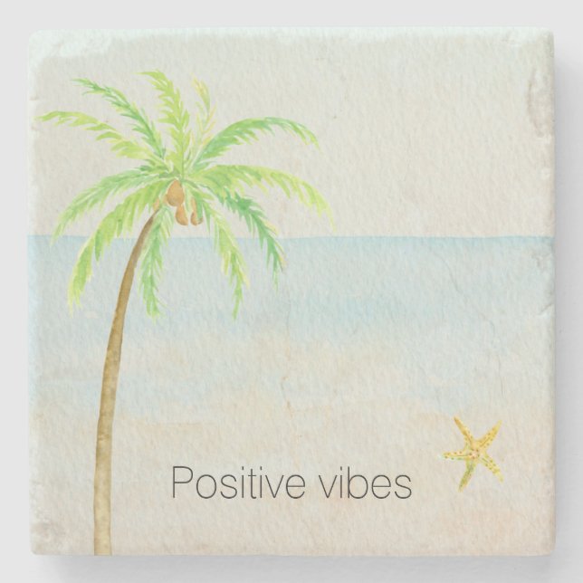 Tropical Palm Tree Ocean Beach Steinuntersetzer (Vorderseite)