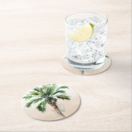 Tropical Palm Tree Ombre Runder Pappuntersetzer