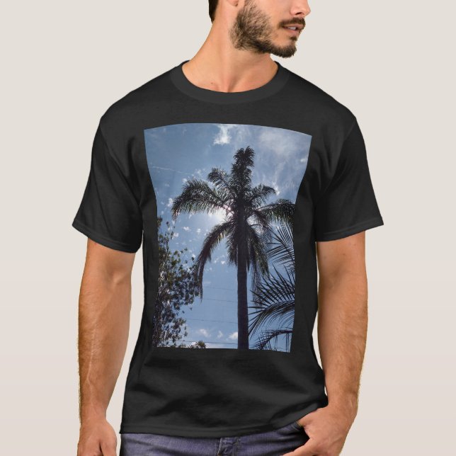 Tropical Palm Tree on Men's Black Tshirt (Vorderseite)