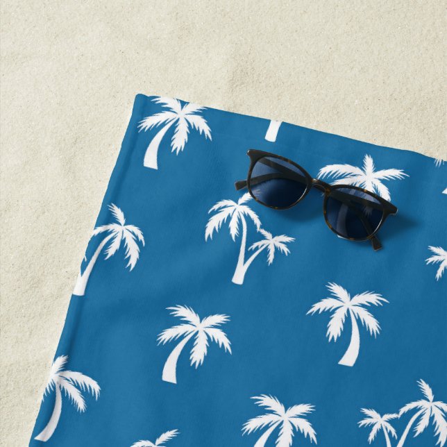Tropical Palm Tree pattern blue Strandtuch (Beispiel)