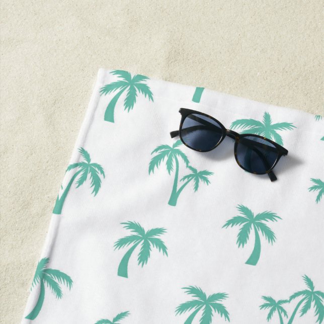Tropical Palm Tree pattern sea green Strandtuch (Beispiel)