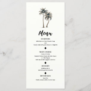 Tropical Palm Tree Rustic Coastal Wedding Menü Menükarte