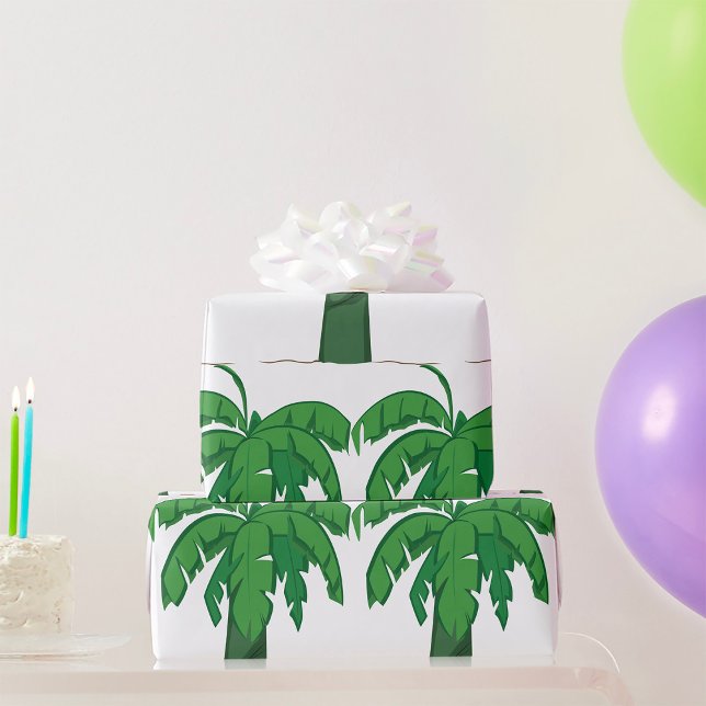 Tropical Palm Tree Silhouette Green Island Beach Geschenkpapier (Von Creator hochgeladen)