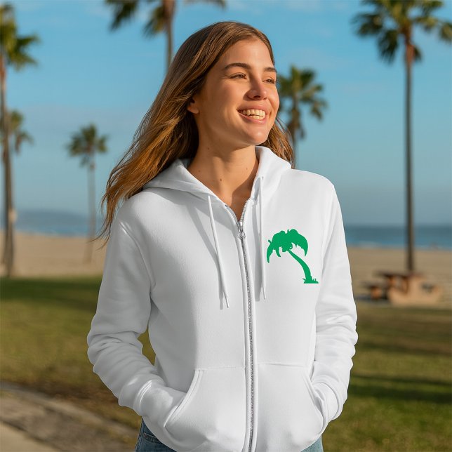 Tropical Palm Tree Silhouette Green Island Beach Hoodie (Von Creator hochgeladen)