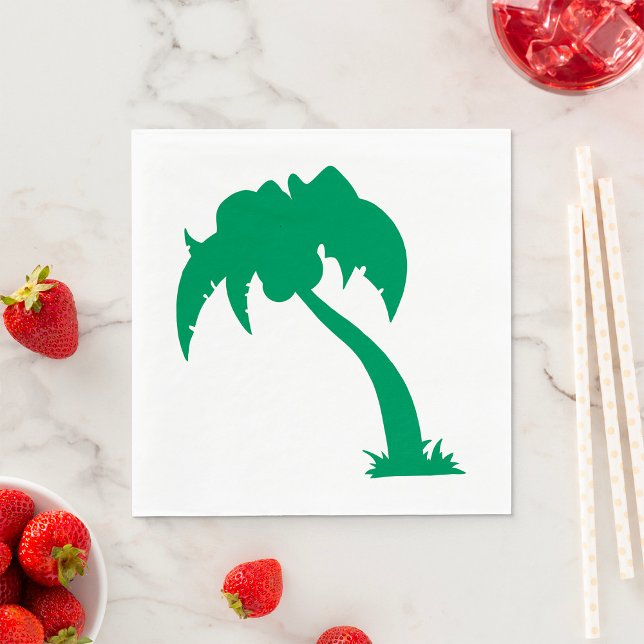 Tropical Palm Tree Silhouette Green Island Beach Serviette (Von Creator hochgeladen)